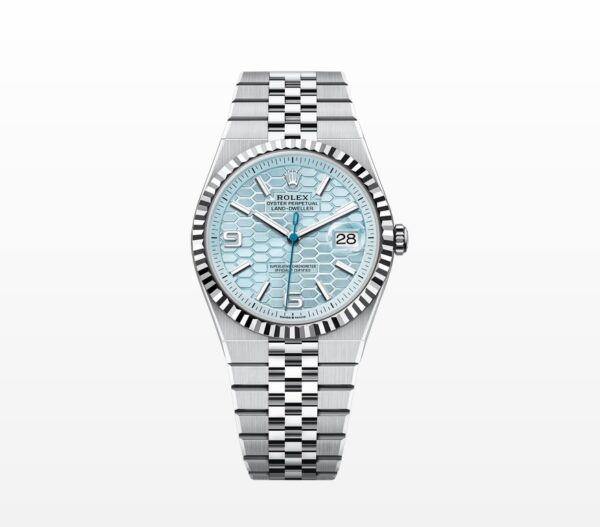 Best Replica rolex Land-Dweller Oyster 40 mm platinum with an ice-blue