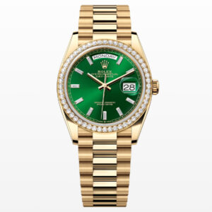 Rolex Day-Date 36 Oyster 36mm yellow gold and diamonds green